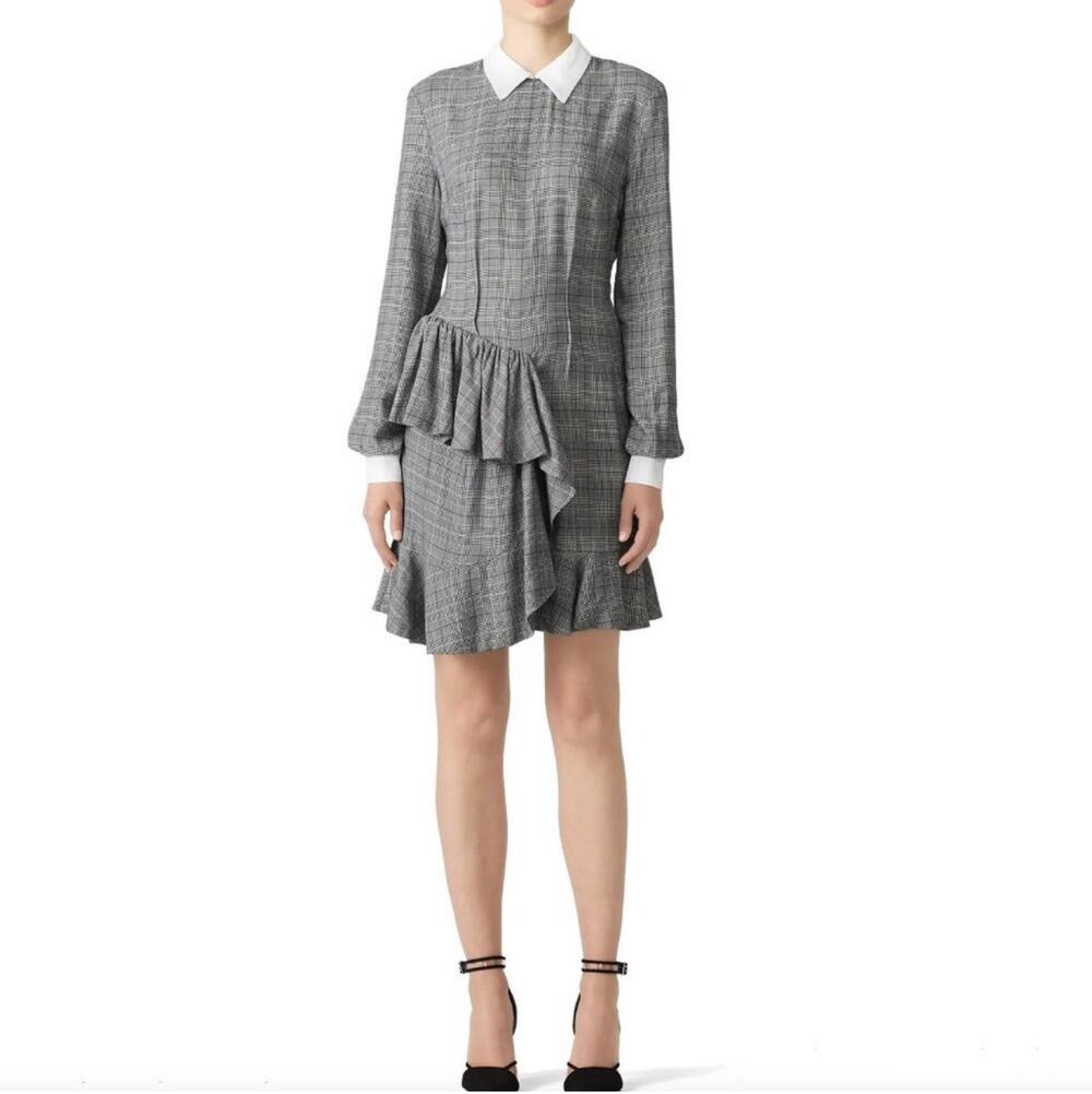 Petersyn Gray Plaid Carter Dress Long Sleeve Collared Dress Size Medium